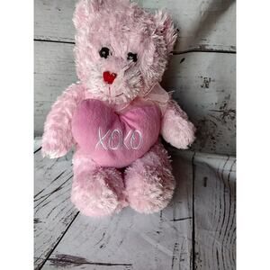 Pink XOXO Valentine's Day plush stuffed animal bear with heart
